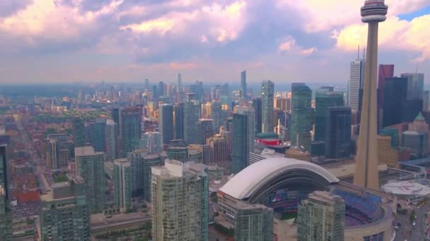 Drone Footage Whole Toronto City Tower — стоковое видео