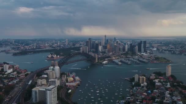 Aerial Footage North Sydney Cloudy Weather — 图库视频影像