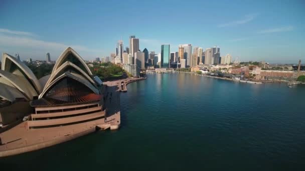 Opera House Drone Footage Sunny Day — Vídeos de Stock