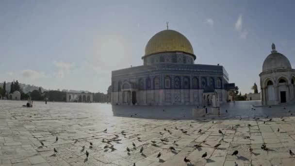 Jerusalem Dome Rock Temple Mount Mosque Tetőtéri Drón Tetején Lefelé — Stock videók