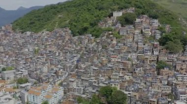 Drone footage of Rocinha, Rio de Janeiro (Dente Rio). Rocinha is the largest favela in Brazil,