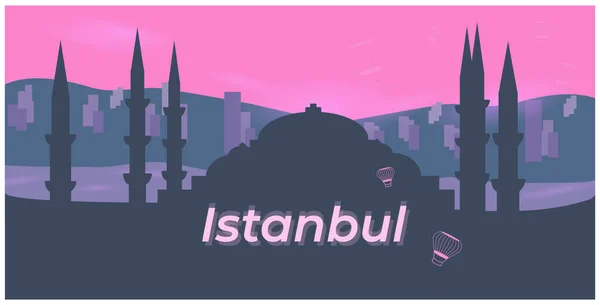 Isztambul Város Pulyka Hajnalban Léggömbökkel — Stock Vector