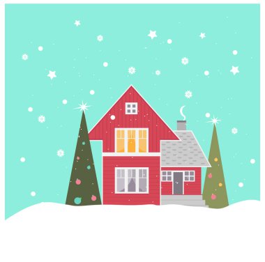  Kış manzarası İskandinav evi