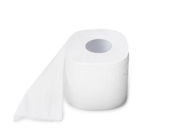 Egyetlen Tekercs Fehér Papírzsebkendő Vagy Szalvéta Van Elszigetelve Fehér Alapon — Stock Fotó