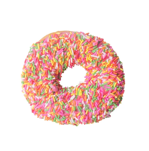 Visão Superior Donut Vidrado Colorido Isolado Fundo Branco Com Caminho — Fotografia de Stock