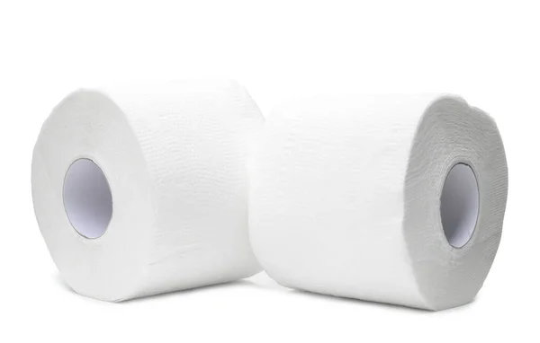 Dwie Rolki Białego Bibuły Lub Serwetki Użytku Toalecie Lub Toalecie — Zdjęcie stockowe