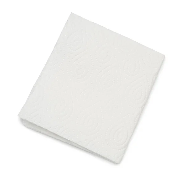 Один Складений Шматок Паперу Білої Тканини Або Серветки Ізольований Білому — стокове фото