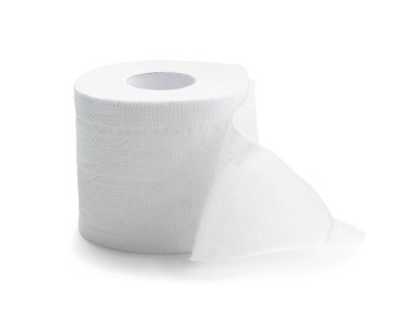 Tek rulo beyaz kağıt veya peçete kesme yolu ile beyaz zemin üzerinde izole edilir.