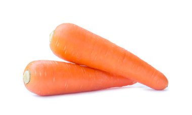 Two fresh orange carrot vegetables are isolated on white background with clipping path. clipart