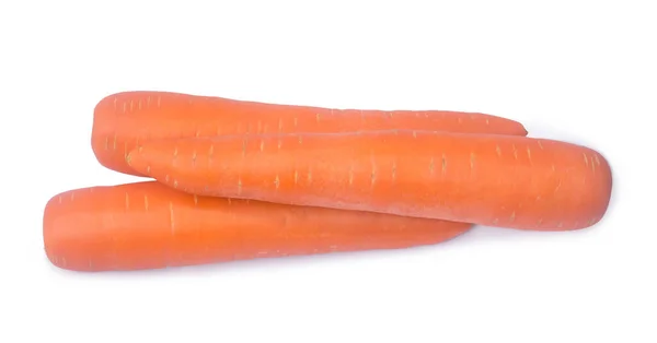Ovanifrån Tre Orange Morötter Grönsaker Stack Isolerade Vit Bakgrund Med — Stockfoto