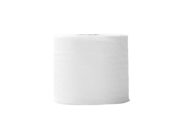 Egyetlen Tekercs Fehér Szövet Papír Vagy Szalvéta Izolált Fehér Alapon — Stock Fotó