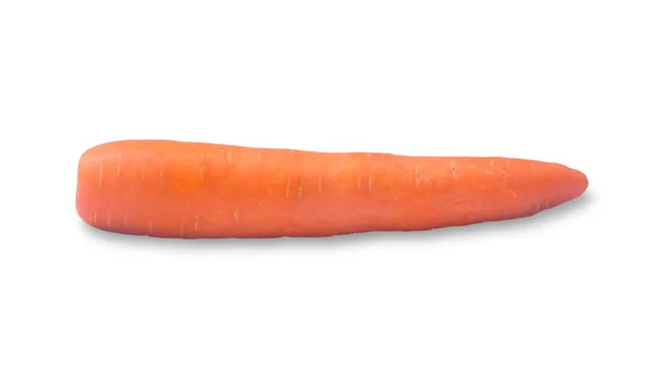 单一鲜橙胡萝卜蔬菜在白色背景上分离 有切碎路径 — 图库照片