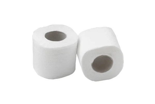 Deux Rouleaux Papier Soie Blanc Serviette Sont Isolés Sur Fond — Photo
