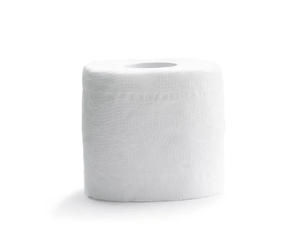 Egyetlen Tekercs Fehér Szövet Papír Vagy Szalvéta Izolált Fehér Alapon — Stock Fotó