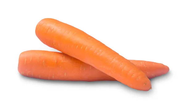 两种新鲜的橙子胡萝卜蔬菜在白色背景下被分离出来 并有切碎路径 — 图库照片