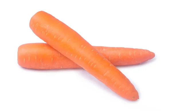 Dos Verduras Frescas Zanahoria Naranja Aíslan Sobre Fondo Blanco Con — Foto de Stock