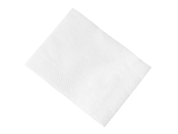 Top View Single Folded White Tissue Paper Napkin Isolated White — Stock Photo, Image