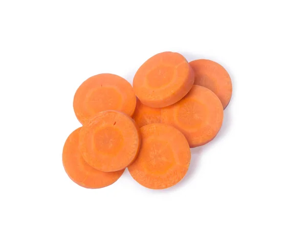 Φρέσκα Καρότα Φέτες Πορτοκαλιού Στη Στοίβα Απομονώνονται Λευκό Φόντο Μονοπάτι — Φωτογραφία Αρχείου
