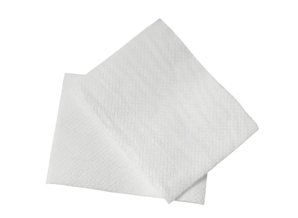 在具有剪切路径的白色背景上分离出两片叠成的白纸或餐巾纸 — 图库照片