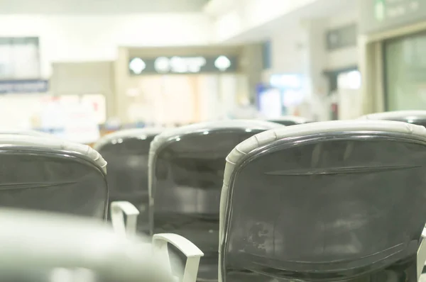 Waiting Seats Airport Terminal Served Tourists Passengers Bokeh Photo — Stock Photo, Image