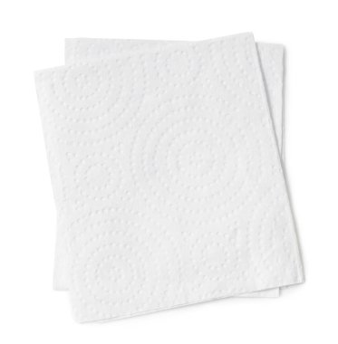 Katlanmış iki parça beyaz kağıt ya da peçete beyaz arka planda kırpma yolu ile izole edilir..