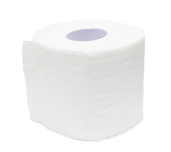 Tuvalette Tuvalette Kullanılmak Üzere Hazırlanan Tek Rulo Beyaz Kağıt Peçetenin — Stok fotoğraf