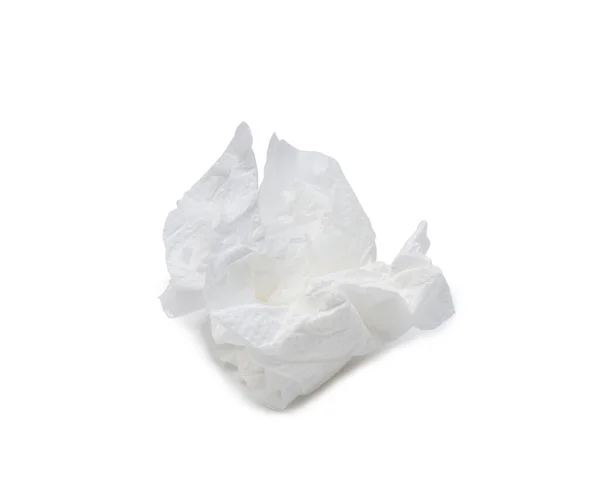 Single Screwed Crumpled Tissue Paper Napkin Ball Shape Use Isolated — Stock Photo, Image