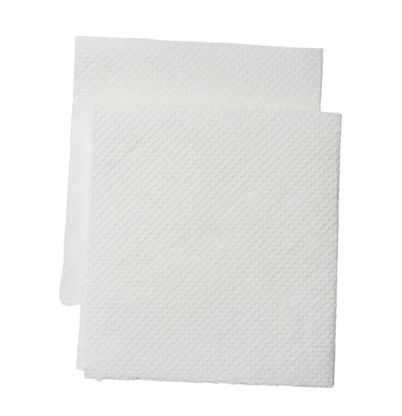 Katlanmış Iki Parça Beyaz Kağıt Peçete Beyaz Arka Planda Kırpma — Stok fotoğraf
