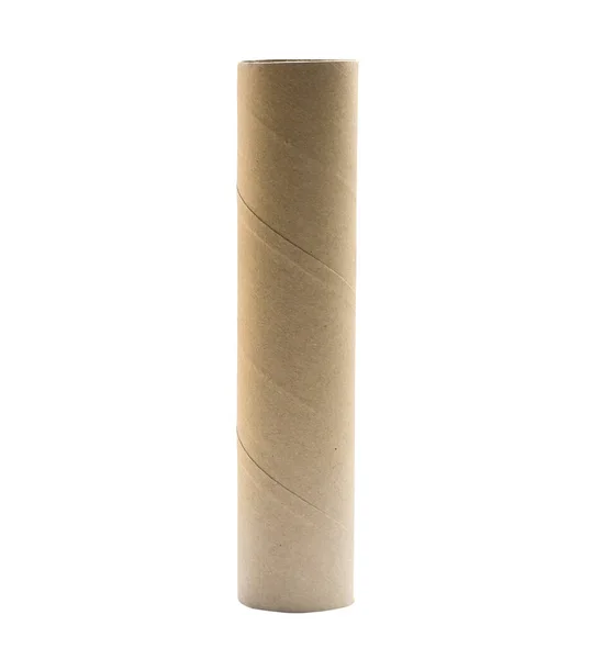 Single Standing Tissue Paper Roll Core Isolated White Background Clipping — Stock Photo, Image
