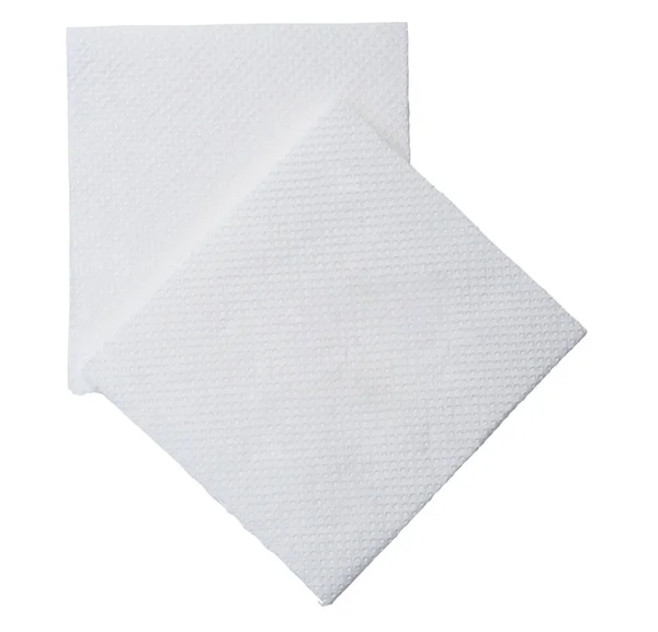 将两片叠好的白纸或餐巾整齐地放在一起 准备用于卫生间或卫生间 并在白色背景下与剪切线隔开 — 图库照片