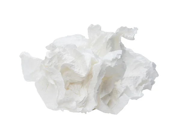 Single White Screwed Crumpled Tissue Paper Napkin Strange Shape Use — Stock Photo, Image