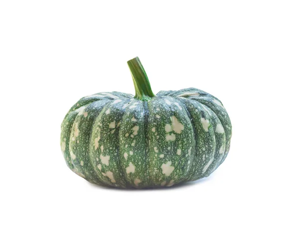 Single Fresh Green Pumpkin Strange Pattern Isolated White Background Clipping — Stock Photo, Image