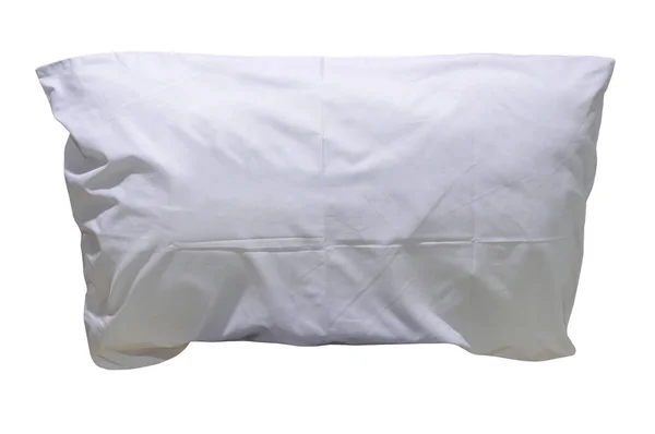 Белая Подушка Чехлом После Использования Постояльцем Отеле Курортном Номере Изолирована — стоковое фото