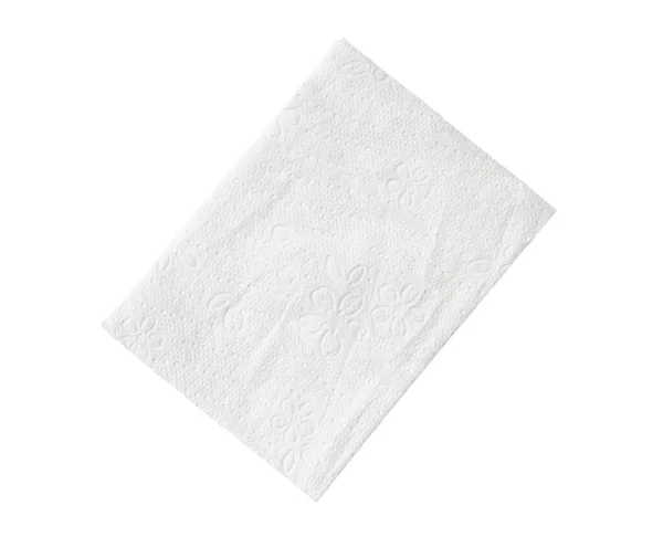 Katlanmış Beyaz Kağıt Veya Peçetenin Üst Görünümü Kırpma Yolu Ile — Stok fotoğraf