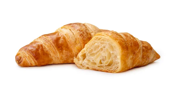 Enda Bit Croissant Med Hälften Isolerad Vit Bakgrund Med Klippning — Stockfoto