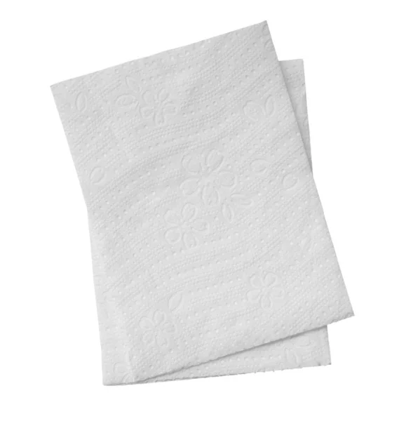 Top View Two Folded Pieces White Tissue Paper Napkin Stack — Stock Photo, Image