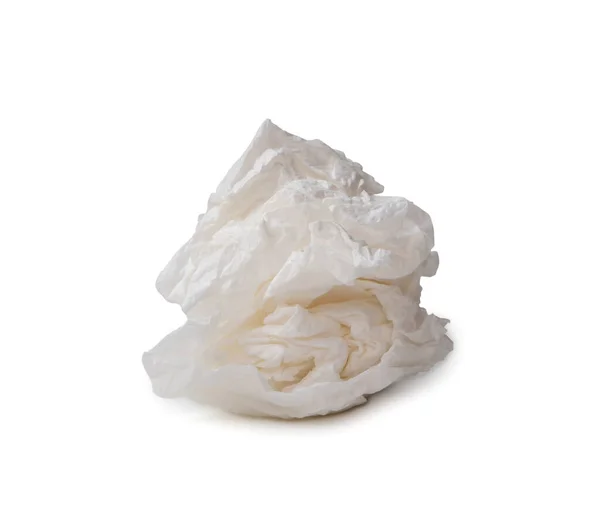 Egyetlen Csavarozott Vagy Gyűrött Papírzsebkendő Vagy Szalvéta Furcsa Formában Használat — Stock Fotó