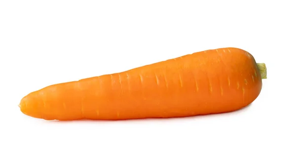 单鲜橙胡萝卜在白色背景上被分离出来 并有切碎路径 关闭健康蔬菜根系 — 图库照片