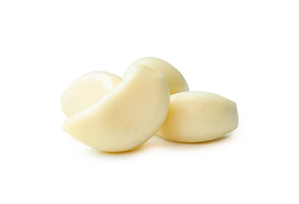 Peeled Garlic Cloves Stack Isolated White Background Clipping Path — Stock Photo, Image