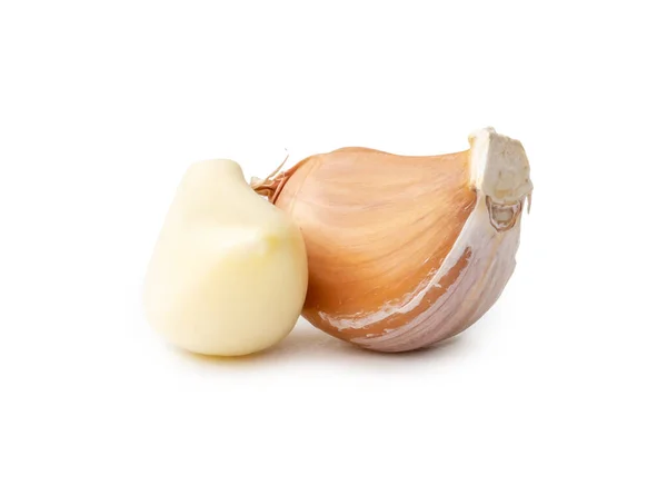 Peeled Garlic Cloves Stack Isolated White Background Clipping Path — Stock Photo, Image