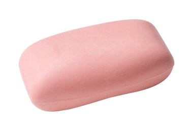 Tek kuru pembe sabun çubuğu kırpma yolu ile beyaz arkaplanda izole edilir.