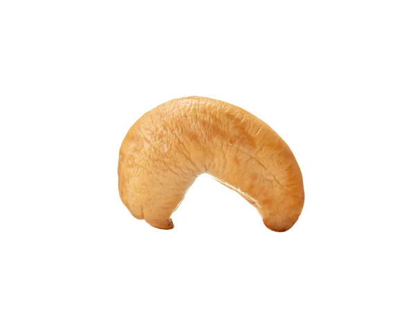 Close Single Roasted Peeled Cashew Nut Isolated White Background Clipping — 图库照片