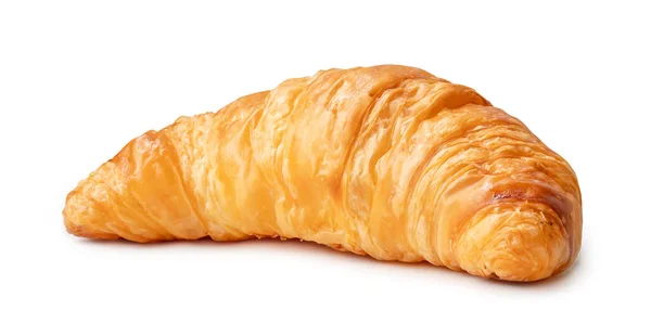 Framifrån Enda Croissant Isolerad Vit Bakgrund Med Klippning Väg — Stockfoto