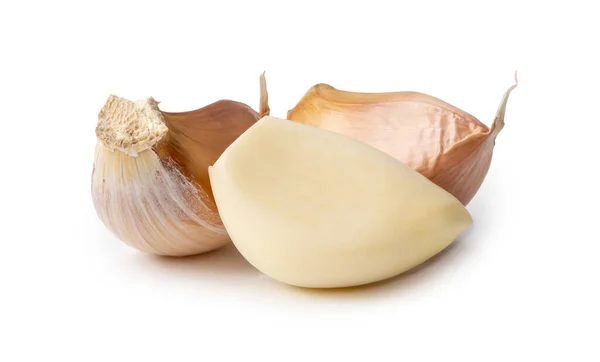 Fresh Garlic Cloves Stack Isolated White Background Clipping Path — Stock Photo, Image