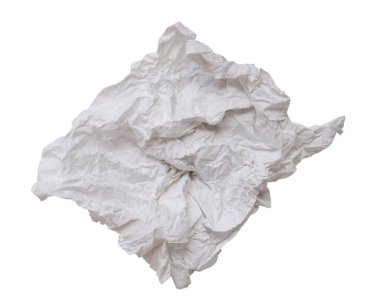 Tuvalet ya da tuvalette kullanıldıktan sonra tek vida ya da buruşmuş kağıt ya da peçete kesme yolu ile beyaz arka planda izole edilir..