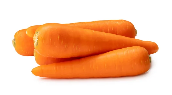 Hermosas Zanahorias Naranjas Frescas Pila Aíslan Fondo Blanco Con Camino —  Fotos de Stock