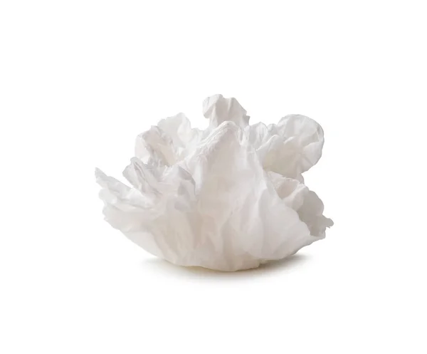 在卫生间或卫生间使用后 单螺杆或皱皱的纸巾或形状奇特的餐巾在白色背景下与剪切面隔离 — 图库照片