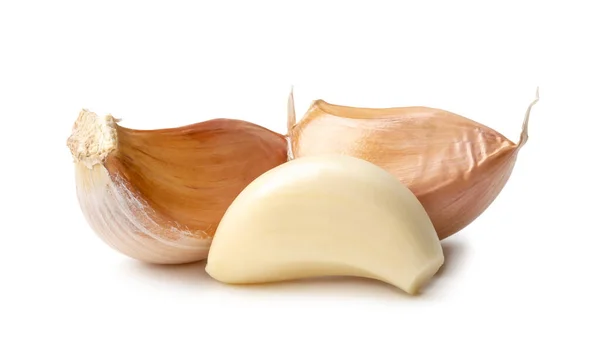 Fresh Garlic Cloves Stack Isolated White Background Clipping Path — Stock Photo, Image