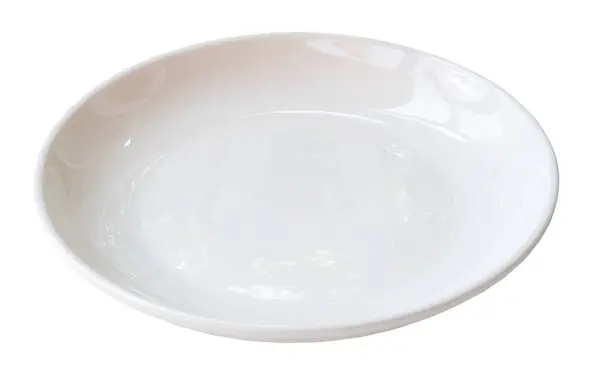 Eine Einzelne Weiße Keramikplatte Ist Auf Weißem Hintergrund Mit Clipping — Stockfoto