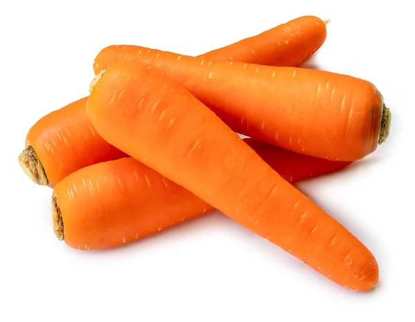 Top View Fresh Orange Carrots Stack Isolated White Background Clipping Stock Image